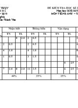 Ma trận và đề kiểm tra học kỳ II môn Tiếng Anh Lớp 9 - Năm học 2018-2019 - Trần Thành Văn (Có đáp án)